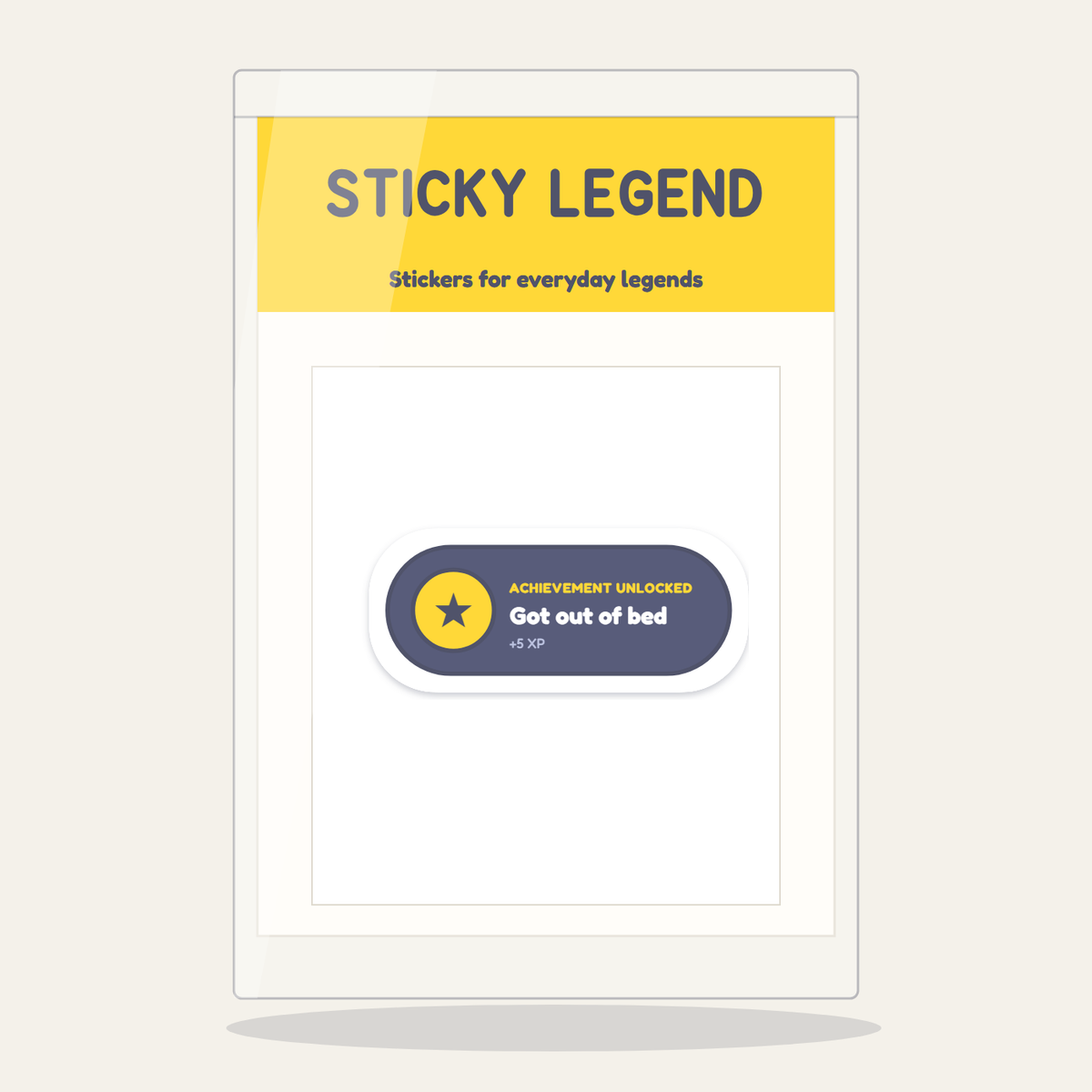 Achievement Unlocked: Got Out of Bed sticker in its Sticky Legend pack