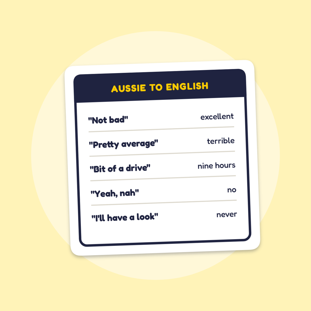 Aussie to English sticker