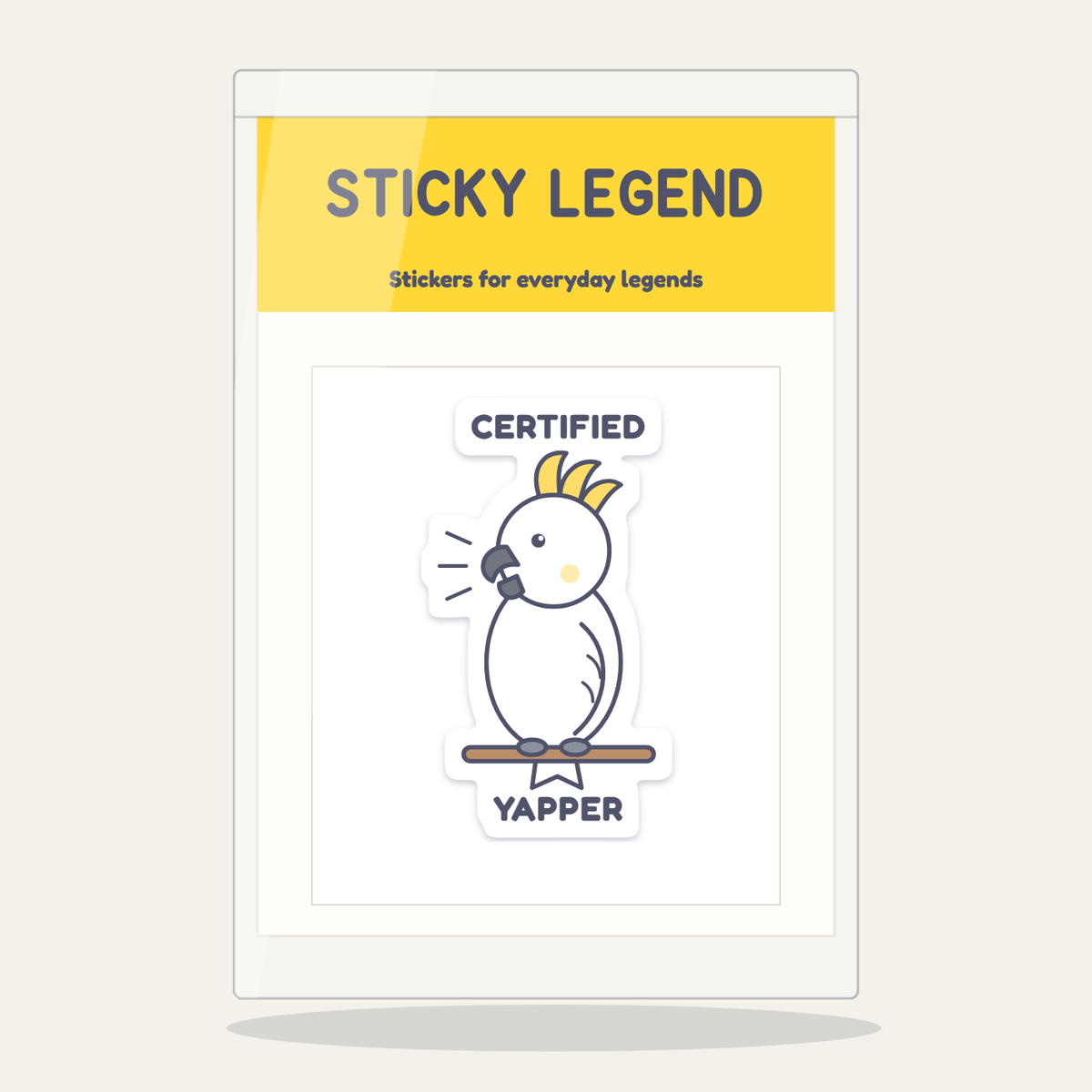 Certified Yapper sticker in its Sticky Legend pack