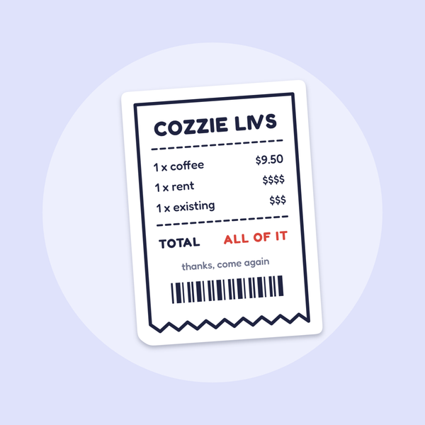 Cozzie Livs Receipt sticker