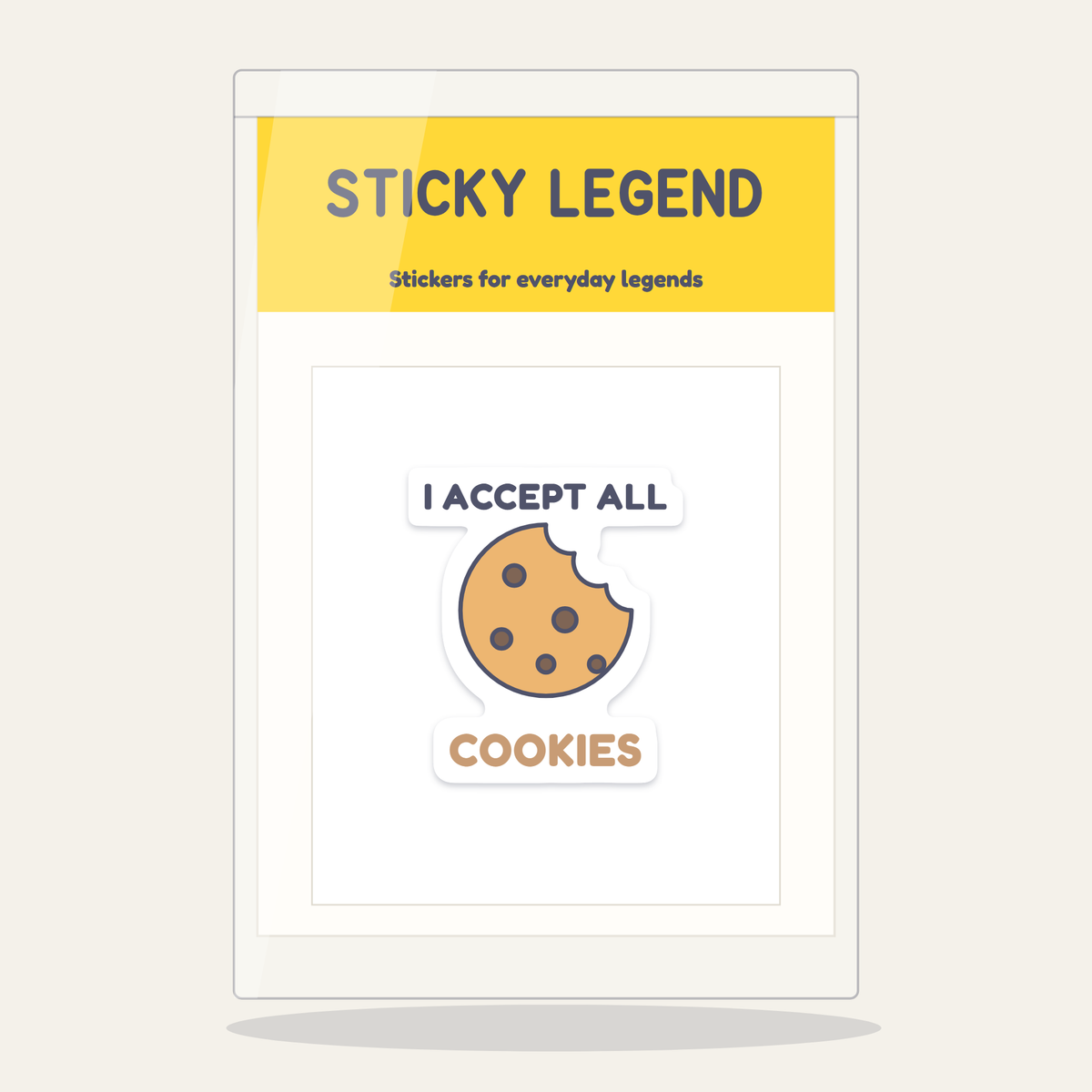 I Accept All Cookies sticker in its Sticky Legend pack