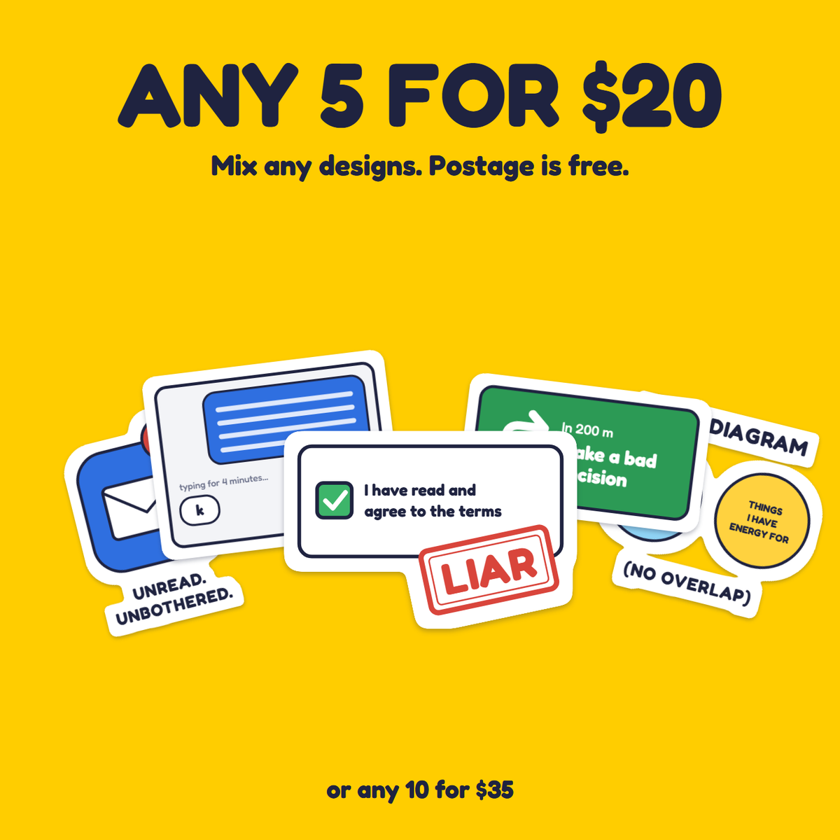 I Have Read the Terms sticker in a pack of five for $20