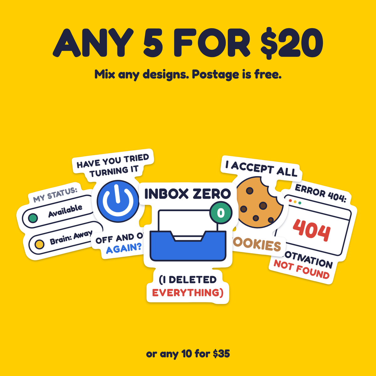 Inbox Zero (I Deleted Everything) sticker with the any 5 for $20 offer
