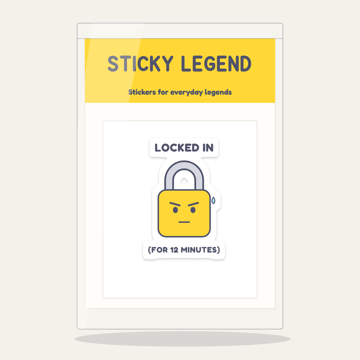 Locked In (for 12 Minutes) sticker in its Sticky Legend pack