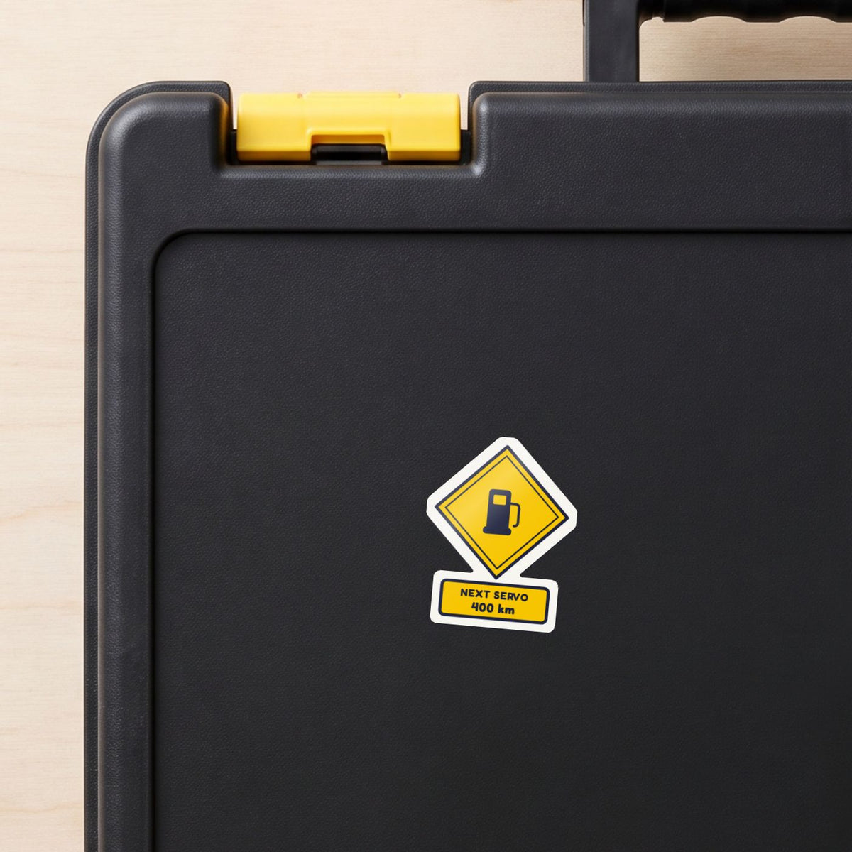 Next Servo 400 km sticker on a black toolbox