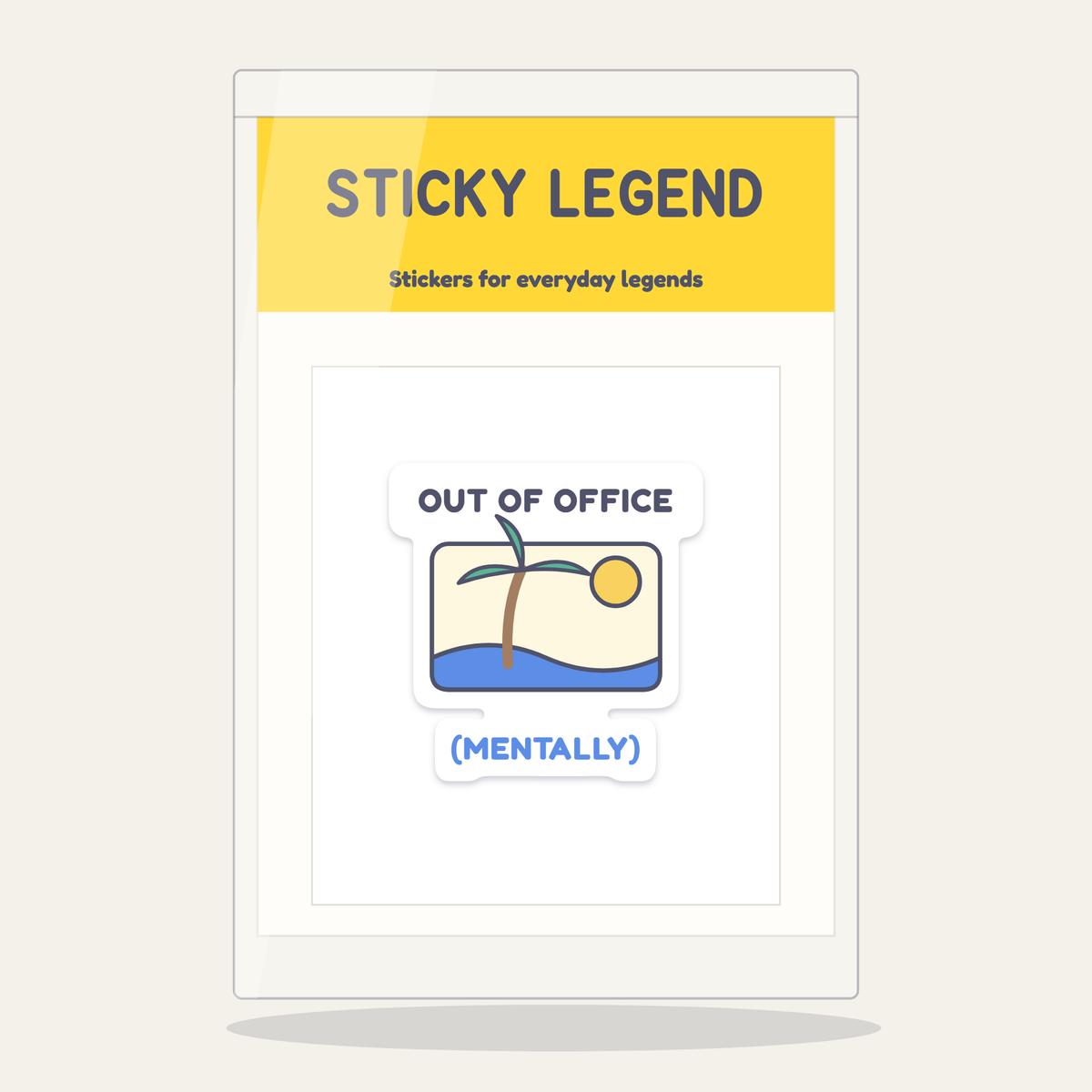 Out of Office (Mentally) sticker in its Sticky Legend pack