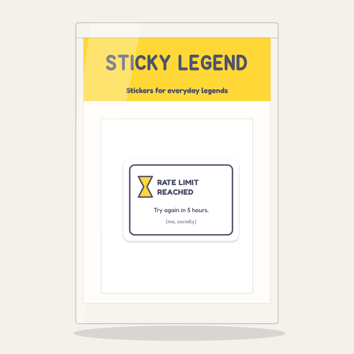 Rate Limit Reached sticker in its Sticky Legend pack