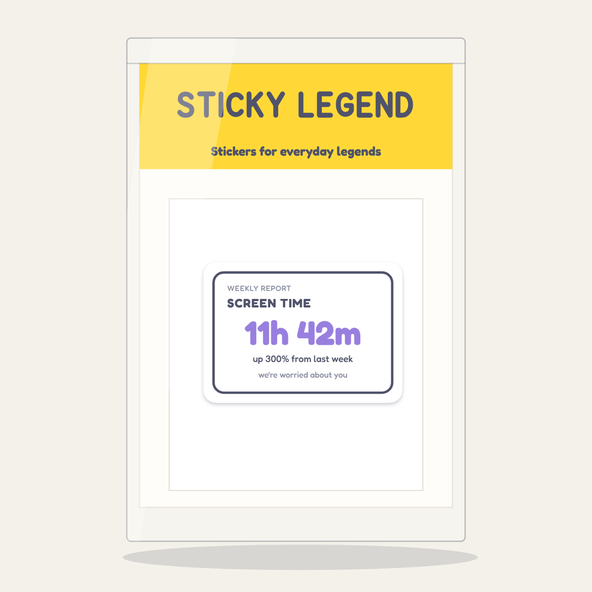 Screen Time: 11h 42m sticker in its Sticky Legend pack
