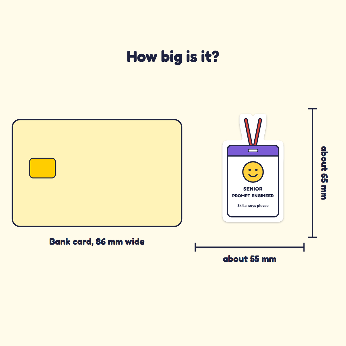 Senior Prompt Engineer sticker next to a bank card for size