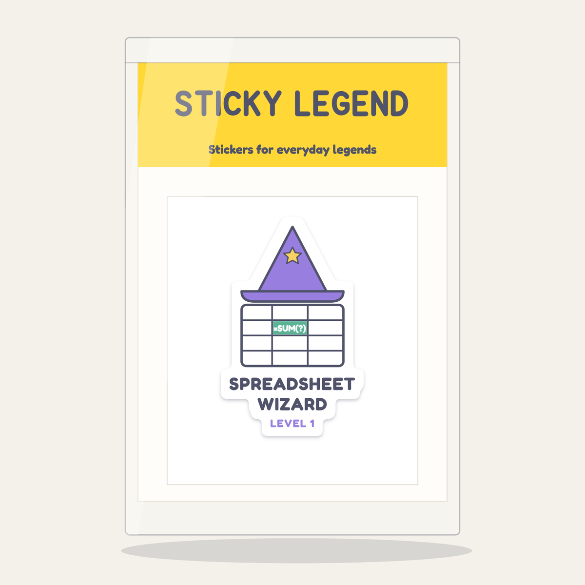 Spreadsheet Wizard, Level 1 sticker in its Sticky Legend pack