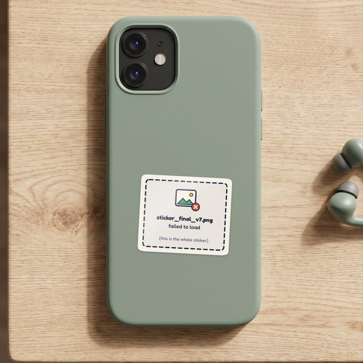 Sticker Failed to Load sticker on a green phone case
