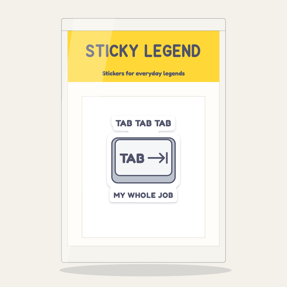 Tab Tab Tab sticker in its Sticky Legend pack
